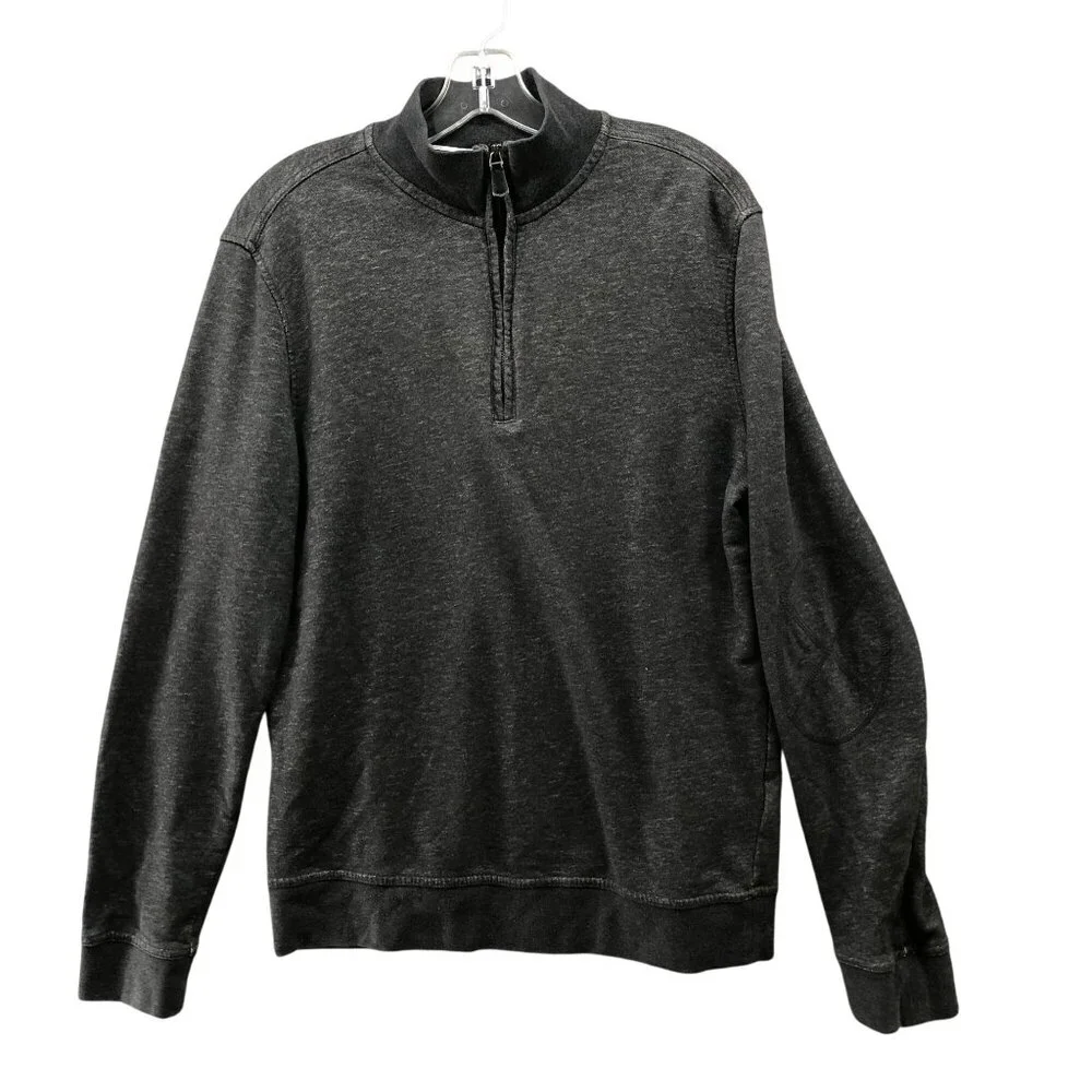 Banana Republic 1/4 Zip‎ Sweatshirt Mens M Dark Gray Elbow Patch Lightweight